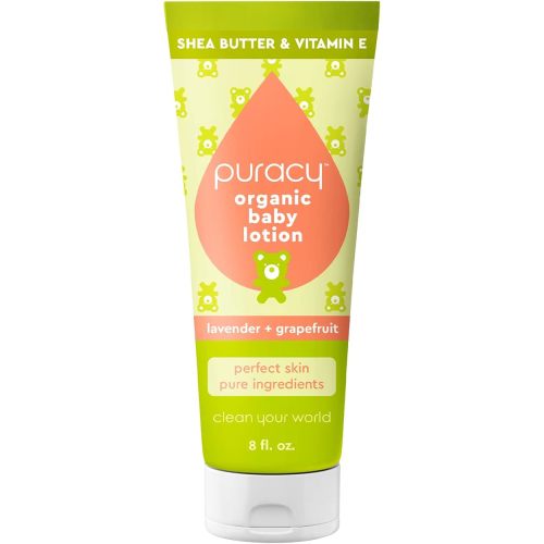 Puracy Organic Baby Lotion, Organic Eczema Moisturizer for Infants and Newborns, Natural Kids Body Lotion for Sensitive Skin, Gentle Calming Lavender & Grapefruit Essential Oils, 8 Ounce