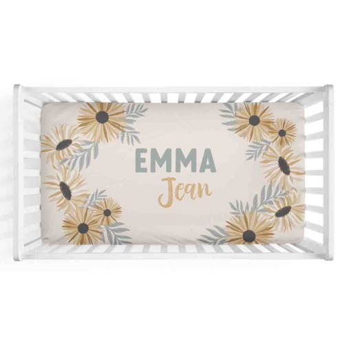 Sunday's Daisy Personalized Crib Sheet