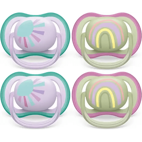Philips Avent Ultra Air Pacifier - 4 x Light, Breathable Baby Pacifiers for Babies Aged 0-6 Months, BPA Free with Sterilizer Carry Case, SCF085/51