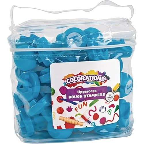 Colorations Alphabet Dough Stampers Set, Uppercase Letters – Set of 26 Letter Stamps, Fun ABC Learning Tool for Toddlers, Ideal for Classroom and Home Learning