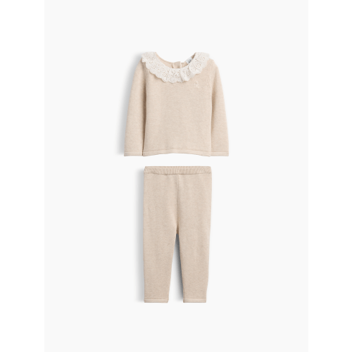 Baby Eyelet Ruffle Collar Sweater Set