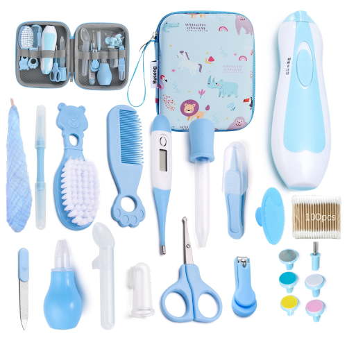 Baby Healthcare and Grooming Kit, Byseng 22 in 1 Nursery Care Set with Electric Nail Trimmer for Newborn Infant Baby Girls Boys - Blue
