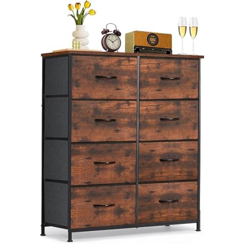 8-Drawer Dresser for Bedroom, Anti-Tip Tall Storage Organizer