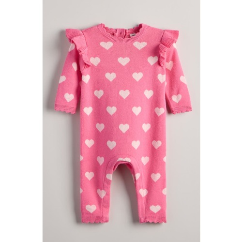 Bow Print Cotton Romper, 3M