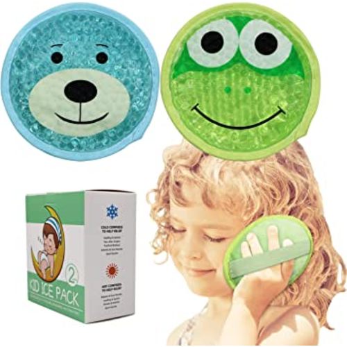 Large Kids Boo Boo Ice Pack,2 Packs Cute Heat Cold Gel Beads Packs for Kid's Fever,Pain Relief,Wisdom Teeth,First Aid and Neck, Head, Arms, Legs Injuries.