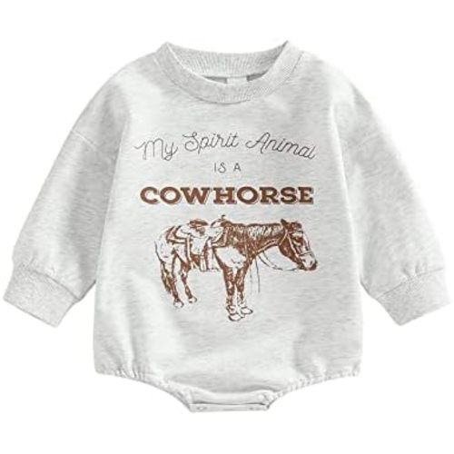 ZyHwShine Western Baby Outfit Newborn Boy Girl Cow Print Sweatshirt Romper Bodysuit Sweater Onesie Fall Winter Clothes