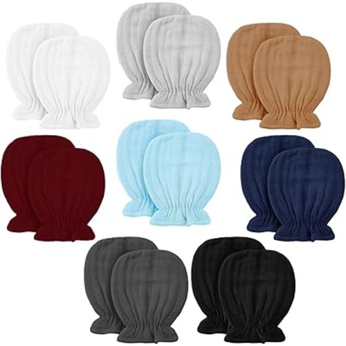 Newborn Baby Muslin Mittens 0-6 Months No Scratch Elastic Wrist Soft Breathable Gloves Bulk Cotton for Infant