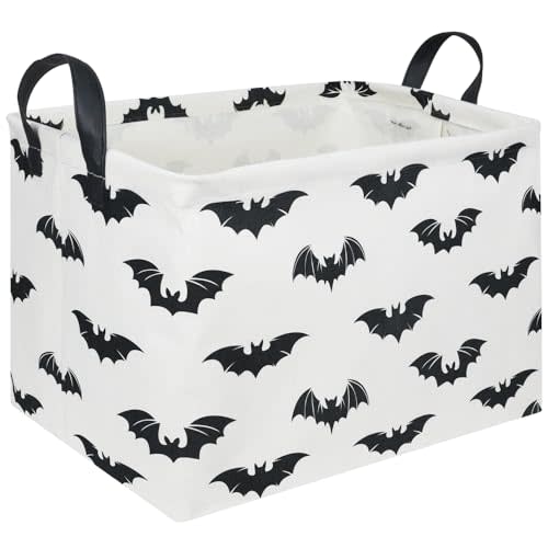 FXOCSHE Easter Batman Basket,Collapsible waterproof storage basket,Batman toy decor,Cute toy storage box Empty for kids,Organizer Containers for Kids Toys,bat room decor(Black bats)