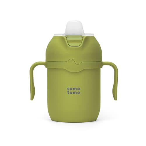 Comotomo Toddler Tumbler 8oz Insulated Sippy Cup with Silicone Straw and Spout, Green