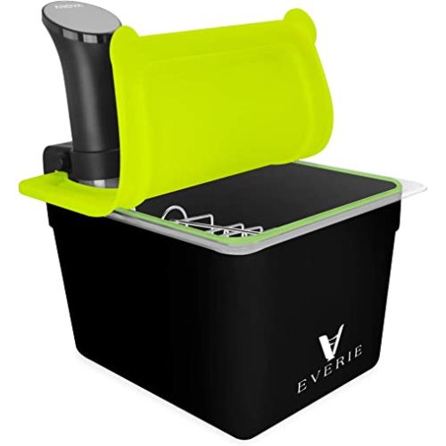 EVERIE Sous Vide Container with Universal Silicone Lid and Sous Vide Rack and Container Sleeve Compatible with Anova All Models,Breville Joule, Instant Pot Sous Vide Cooker (KIT-TY-GJ) - Container with lid and rack and sleeve