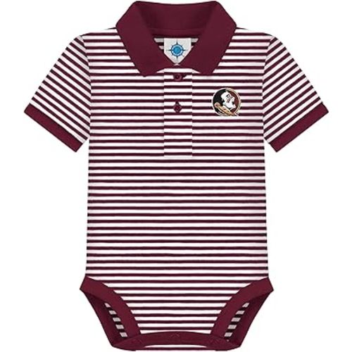 Creative Knitwear College Baby Striped Polo Bodysuit - Team Logo, Multiple Colors, for Boys & Girls (0-12 Months)