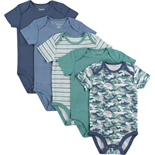 Hanes Baby Bodysuits, Ultimate Flexy Short Sleeve for Boys & Girls, 5-Pack