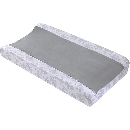 NoJo Disney Mighty Mickey Mouse Grey and White Super Soft Changing Pad Cover