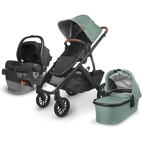 UPPAbaby Vista V3 Stroller/Convertible Single-to-Double System/Bassinet, Toddler Seat, Bug Shield & Mesa V2 Infant Car Seat/Easy Installation/Innovative SmartSecure Technology/Base