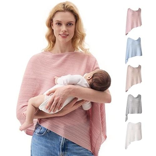 Momcozy Ultra-Light Nursing Cover for Breastfeeding, Soft Breathable Tencel™ Lyocell Fabric, Multi-Use Feeding Shawl, Newborn Essentials Must Haves(Pink)