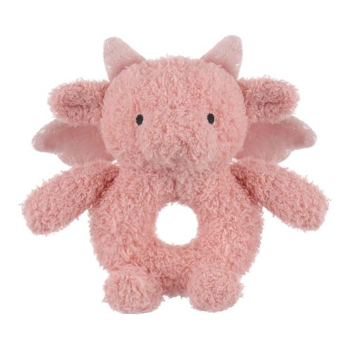 Apricot Lamb Baby Lovey Pink Dragon Soft Rattle Toy, Plush Stuffed Animal for Newborn Soft Over 0 Months