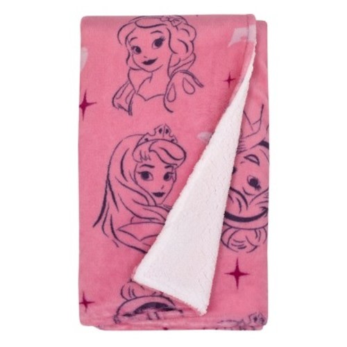 NoJo Disney Princess Pink and Purple Tiaras Super Soft Cuddly Plush Baby Blanket