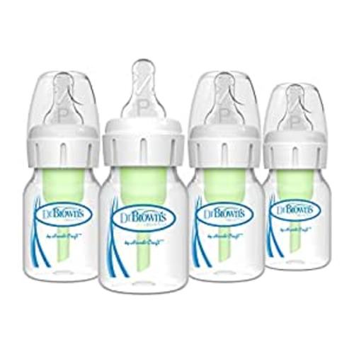 Amazon.com : Dr. Brown’s Natural Flow® Anti-Colic Narrow Baby Bottle, 2oz/60mL with Preemie Flow™ Nipple, 4 Pack, 0m+ : Baby