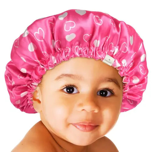 YANIBEST Baby Satin Bonnet Sleep Cap - Double Layer Reversible Adjustable Silky Satin Cap for Infant Toddler(6-36Months,Light Pink)