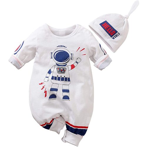 Infant Baby Boy Clothes Cartoon Astronaut Print Romper Jumpsuit Bodysuits Outfits Onesies Spring and Autumn