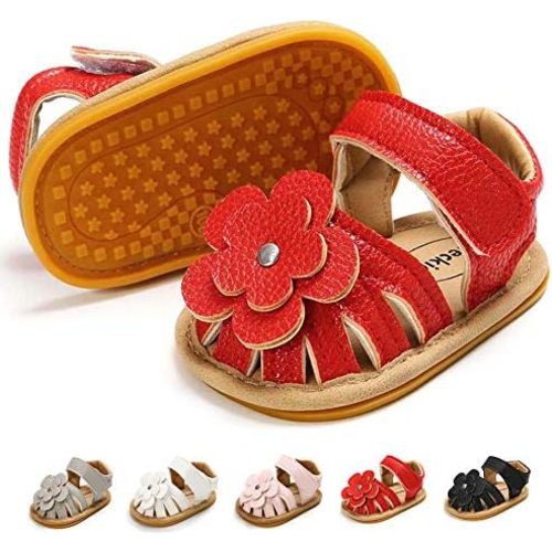 Babelvit Infant Baby Girl Boy Sandals Comfort Premium Summer Outdoor Casual Beach Shoes with Flower Bowknot Anti Slip Rubber Sole Newborn Toddler Prewalker First Walking Shoes