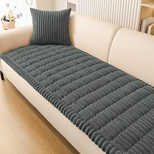 Smiry Couch Cover for Dogs Washable, Non Slip Fuzzy Pet Couch Covers for 3 Cushion Sofa Pet Friendly, Thick Soft Sofa Slipcovers Cushion Protector (Dark Grey, 27.6" x 88")