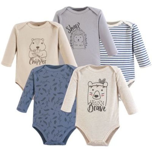 Yoga Sprout Cotton Long-sleeve Bodysuits 5pk, Wild Woodland, 6-9 Months