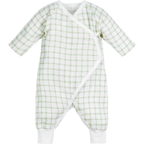 Under the Nile Organic Cotton Side Snap Kimono - Newborn - Muslin Windowpane