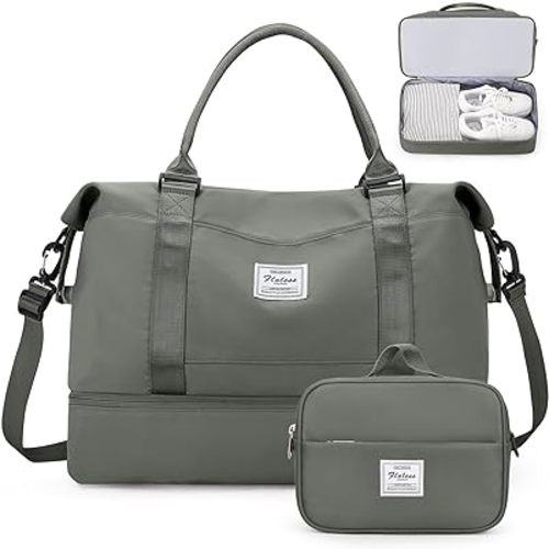 Weekender Bags for Women,Personal Item Travel Bag with Shoes Compartment,Overnight Travel Duffel Bag with Toiletry Bag