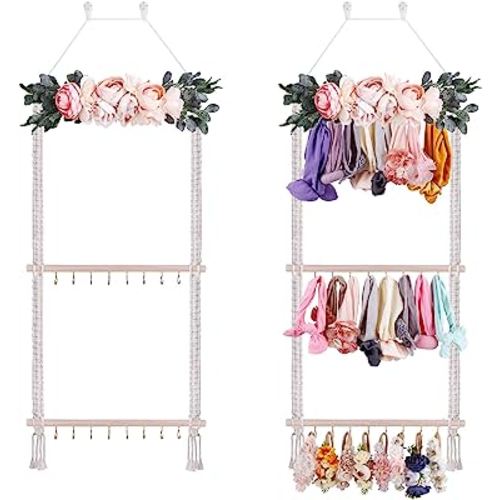 Headbands Holder for Girls Baby Hair Accessories Organizer Storage Wall Hanging Decor for Toddler Girls Room Wall Door Closet Hair Bows Organizer (SF8-BZ-J)