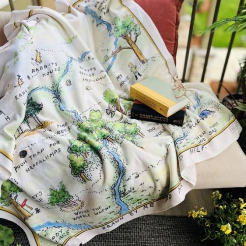 Winnie-the-pooh Map Sherpa Fleece Book Blanket Alan - Etsy