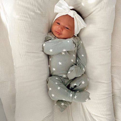 günamüna® Baby Girl Bamboo Rayon Sleeper Pajama with DIAPER-ZiP - Magnolia - 0-3M