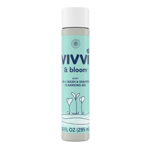 Vivvi & Bloom Gentle 2-in-1 Baby Wash & Shampoo Cleansing Gel, Leaves Sensitive Skin Feeling Healthy & Moisturized, Tear-Free, Formulated Without sulfates, paraben, and Dyes, 10 fl. Oz