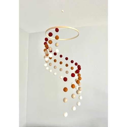 Terracotta Ombré Felt Wool Ball Mobile, Pom Pom Mobile, Felt Pom Pom Mobile, Felt Ball Mobile, Minimalist Mobile, Boho Nursery Decor