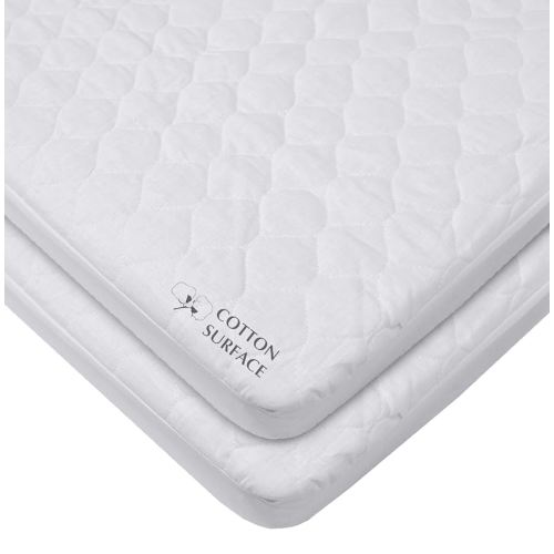 American Baby Company 2 Pack Waterproof Fitted Cradle/Bassinet Mattress Protector 33" x 15" - 100% Cotton Quilted Top, Noiseless, Ultra-Soft & Breathable Cradle/Bassinet Mattress Pad Cover
