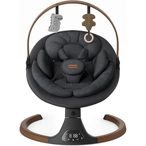 Baby Swings for Infants, Monamii Baby Swing, Bluetooth Infant Swing with Music Speaker, 5 Speeds and Remote Control, Indoor & Outdoor Use (Black)