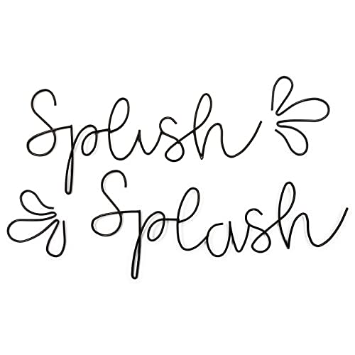 Qmetalart Splish Splash Bathroom Decor Wall Art Black Metal Wire Words Funny Signs Housewarming Wedding Gift Ideas