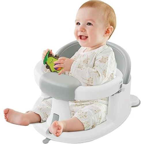 Baby Bath Seat for Babies: Non-Slip Infant Bathtub Chair with Suction Cups, Safe & Comfortable Baby Bath Support, Ideal for Sitting Up, Easy to Clean, Stable Design, Grey (6-24 Months)