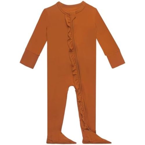 GUISBY Baby Footies Ruffle Pajamas, Soft Long Sleeve with 2 Way Zipper Sleepers
