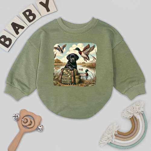 Puppy Dog Duck Hunting Baby Romper, Mallard Hunter Outfit