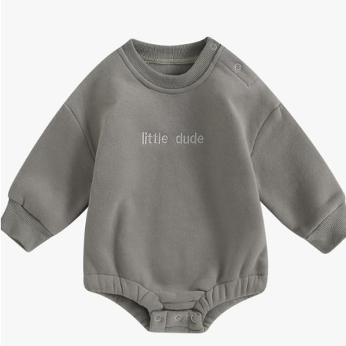 VISGOGO Newborn Infant Baby Boy Girls Oversized Romper Little Dude Sweater Onesie Coming Home Outfit Neutral Clothes