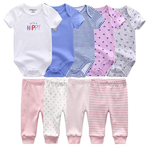 Baby Layette Set Baby Boys' 9-Piece Bodysuits Pants Set Toddler Girl Boy Unisex Baby Gift Sets