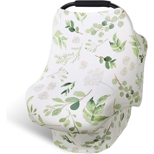 Nursing Cover Breastfeeding Scarf, Car Seat Covers for Babies Infant Carseat Canopy, Stretchy Soft Breathable Multi-Use Cover Ups for Stroller High Chair Shopping Cart, Baby Essentials for Summer