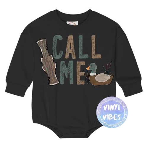 Boy Duck Hunting, Duck Call Sweatshirt Bubble Romper