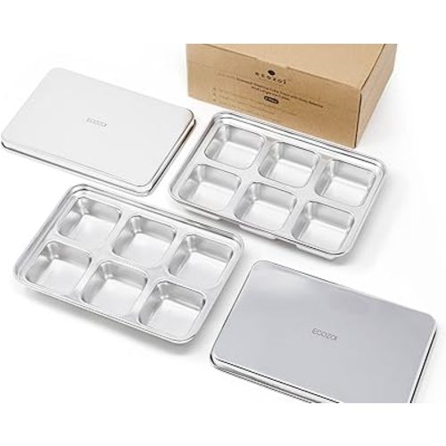 Stainless Steel Ice Cube Trays, 2 Pack with 12 Ice Cube Slots - Easy Release, Plastic-Free, Zero Waste