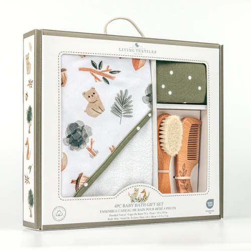 Living Textiles 4pc Baby Bath Gift Set - Forest Retreat | Baby Junction