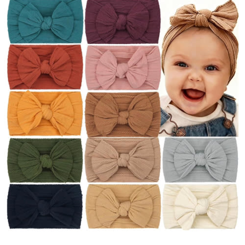 CÉLLOT Super Stretchy Soft Knot Headbands with Hair Bows Head Wrap Hair Accessories For Newborn Baby Girls Infant Toddlers Kids
