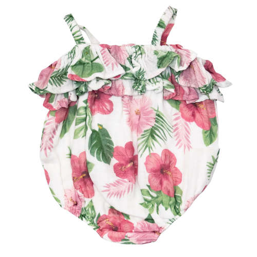 Angel Dear Organic Muslin Boho Ruffle Bubble - Hibiscus