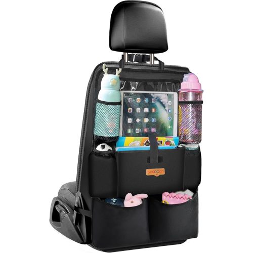 SURDOCA Upgraded Car Organizer with 11-inch Tablet Holder, 8 Pockets, Car Seat Protector for Road Trips - Car Storage and Organizers for Kids