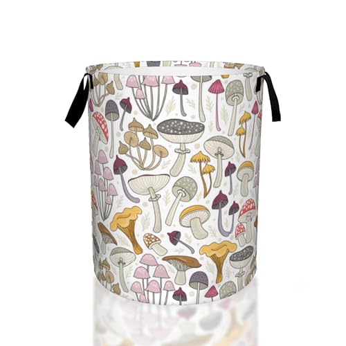 Mushroom Retro Laundry Basket,Waterproof Mushrooms Laundry Hamper,Collapsible Organizer Basket for Storage Bin Toy Bins, Dirty Clothes Laundry Basket for Living Room/Bathroom/Bedroom